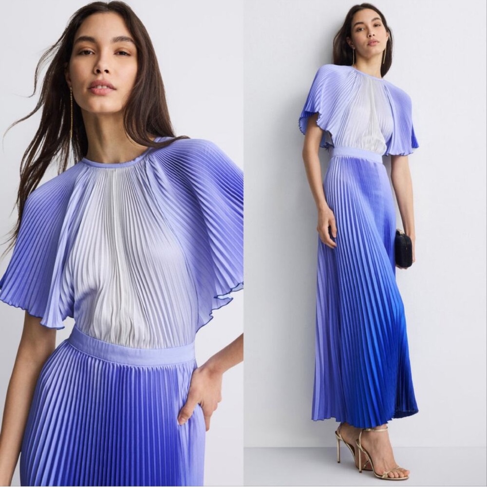 L'IDÉE Orchestra pleated gown in a blue and purple lidee ombre 4 small